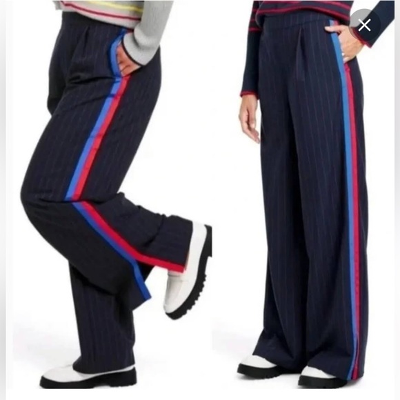 La Ligne x Target Trousers Plus 1X Side Stripe Wide Leg Navy/Red - Picture 6 of 8